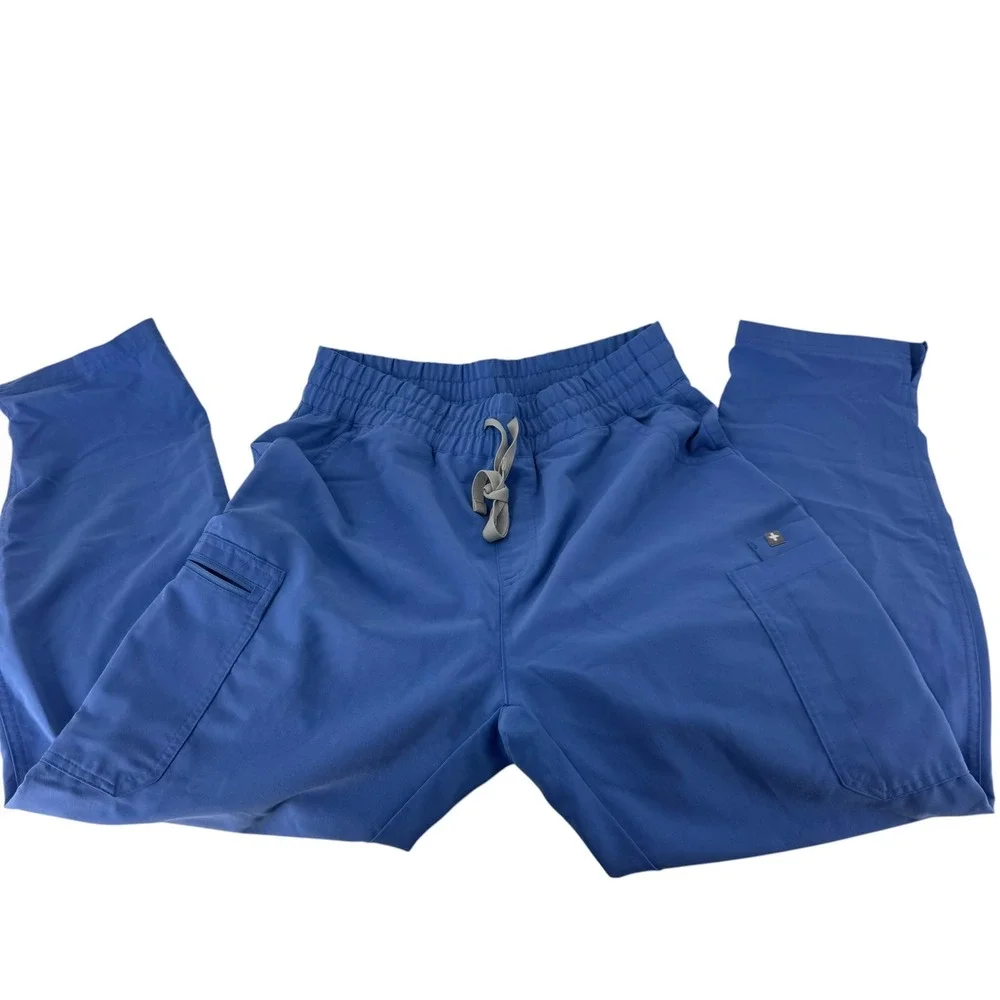 FIGS Technical Collection Royal Blue Cargo Scrub Pants Mens Small S Drawstring